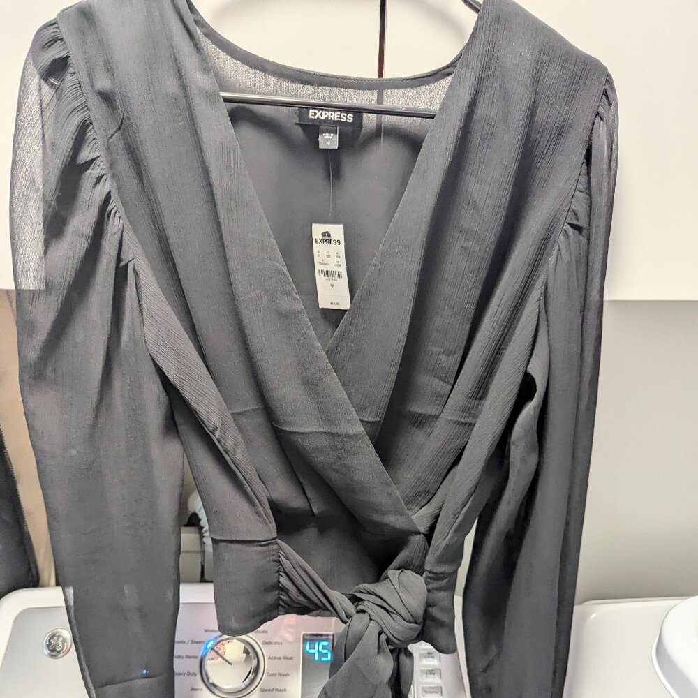 CROP DRESSY DEEP WRAP EXPRESS SHEER TOP